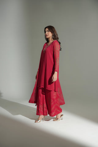 3 Piece Chiffon Embroidered Suit (FL0177)