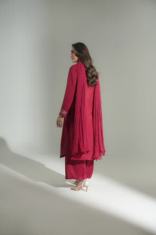 3 Piece Raw Silk Embroidered Suit (FS0177)