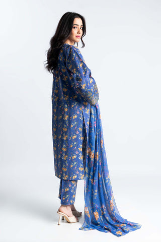 3 Piece Printed Slub Khaddar Embroidered & Printed Suit  (PD1172)