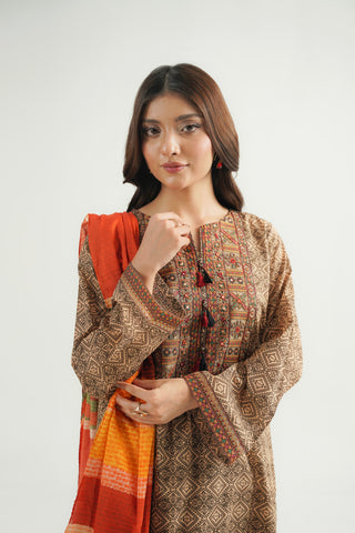 3 Piece Printed Lawn Embroidered Suit (CP0490)