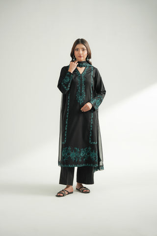 3 Piece Dobby Embroidered Suit (CS0581)
