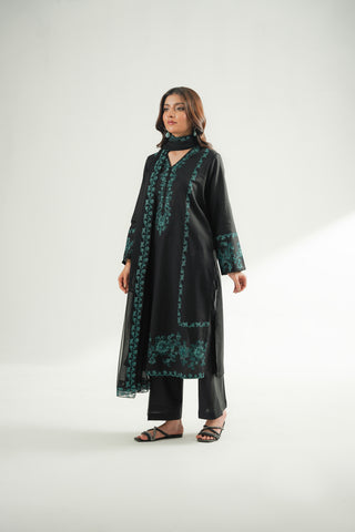3 Piece Dobby Embroidered Suit (CS0581)