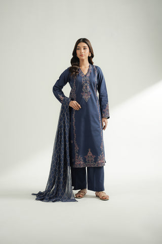 3 Piece Self Jacquard Embroidered Suit (CS0586)