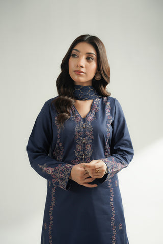 3 Piece Self Jacquard Embroidered Suit (CS0586)