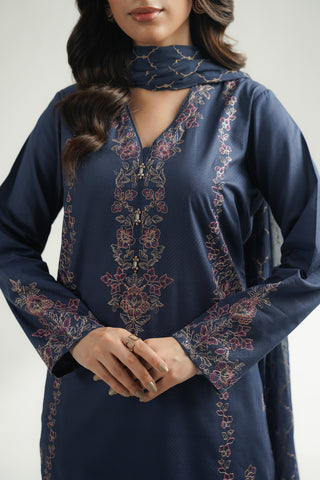 3 Piece Self Jacquard Embroidered Suit (CS0586)