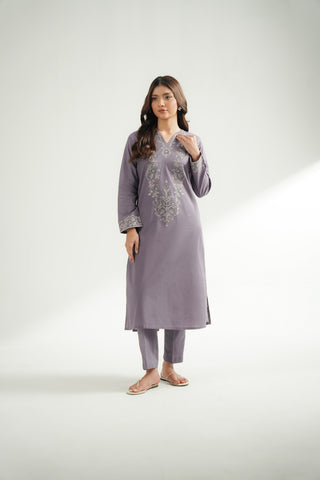 2 Piece Self Jacquard Embroidered Suit (CS0587)