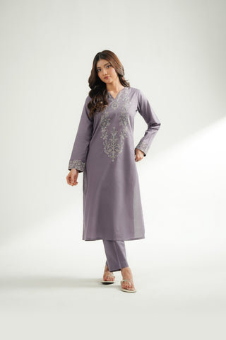 2 Piece Self Jacquard Embroidered Suit (CS0587)