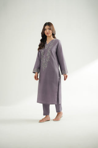 2 Piece Self Jacquard Embroidered Suit (CS0587)