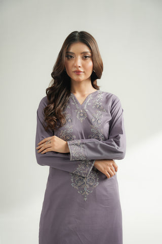 2 Piece Self Jacquard Embroidered Suit (CS0587)