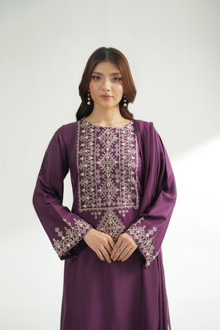 3 Piece Arabic Lawn Embroidered Suit (CS0583)