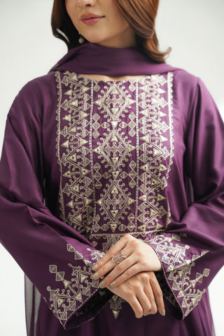 3 Piece Arabic Lawn Embroidered Suit (CS0583)
