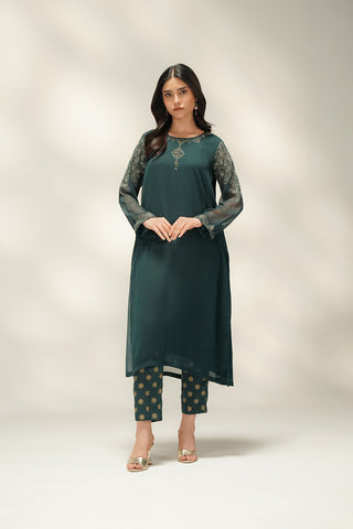 2 Piece Chiffon Embroidered Suit (FS0211)