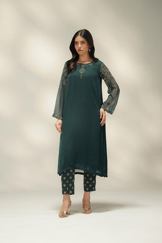 2 Piece Chiffon Embroidered Suit (FS0211)
