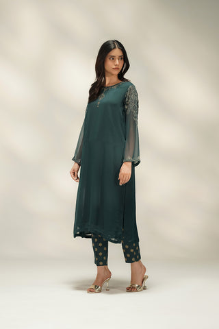 2 Piece Chiffon Embroidered Suit (FS0211)