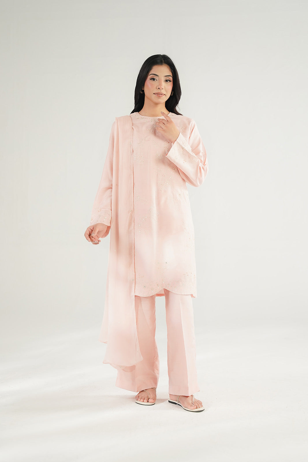 3 Piece Cotton Silk Embroidered Suit (CS0673)