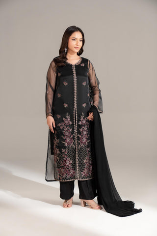 3 Piece Organza Embroidered Suit (FL0175)