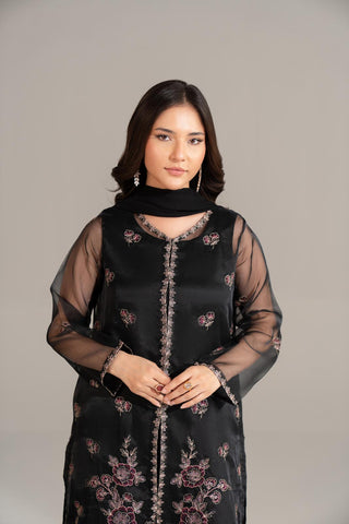 3 Piece Organza Embroidered Suit (FL0175)