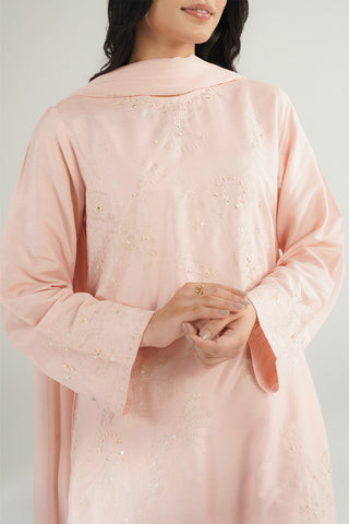 3 Piece Cotton Silk Embroidered Suit (CS0673)