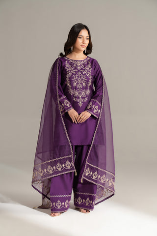 3 Piece Cotton Silk Embroidered Suit (FS0163)