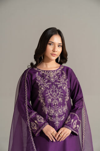 3 Piece Cotton Silk Embroidered Suit (FS0163)