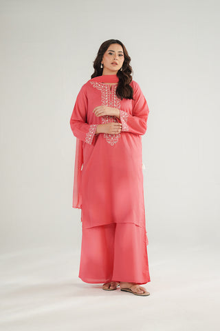 3 Piece Cotton Stripe Embroidered Suit (CS0453)