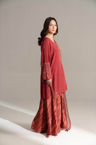 3 Piece Raw Silk Embroidered Suit (FS0162)