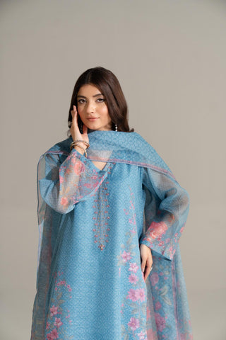 3 Piece Net Printed Printed Suit (FS0156)
