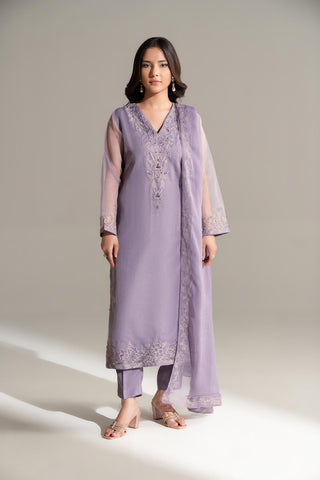 3 Piece Organza Embroidered Suit (FL0176)