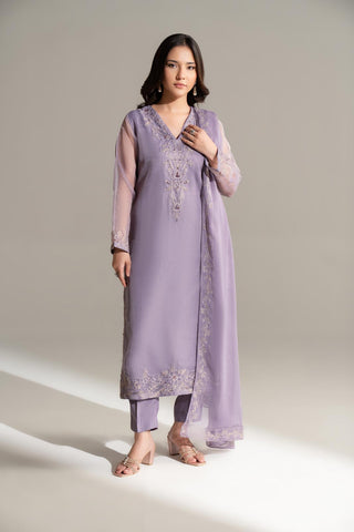 3 Piece Organza Embroidered Suit (FL0176)