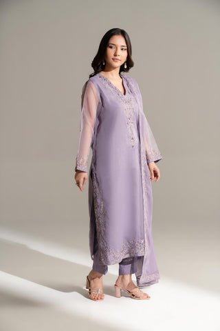 3 Piece Organza Embroidered Suit (FL0176)