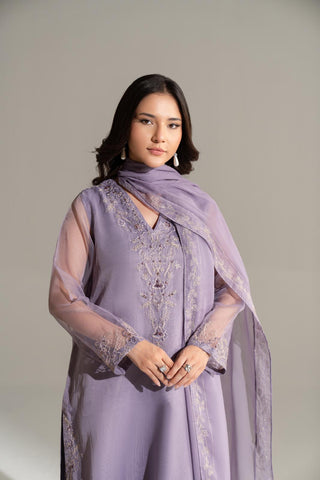 3 Piece Organza Embroidered Suit (FL0176)