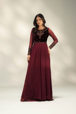 1 Piece Velvet Embroidered Suit (FL0129)