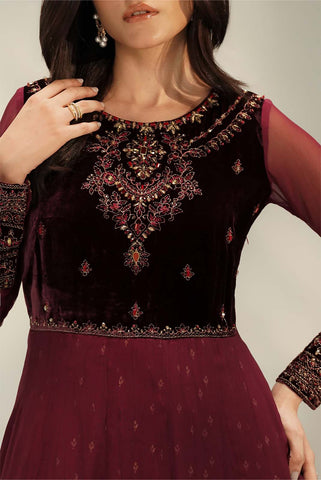 1 Piece Velvet Embroidered Suit (FL0129)