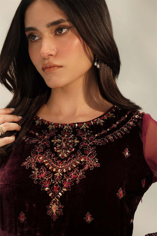 1 Piece Velvet Embroidered Suit (FL0129)