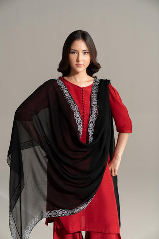 1 Piece Chiffon Embroidered Dupatta (FD0114)