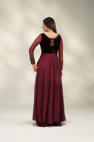 1 Piece Velvet Embroidered Suit (FL0129)