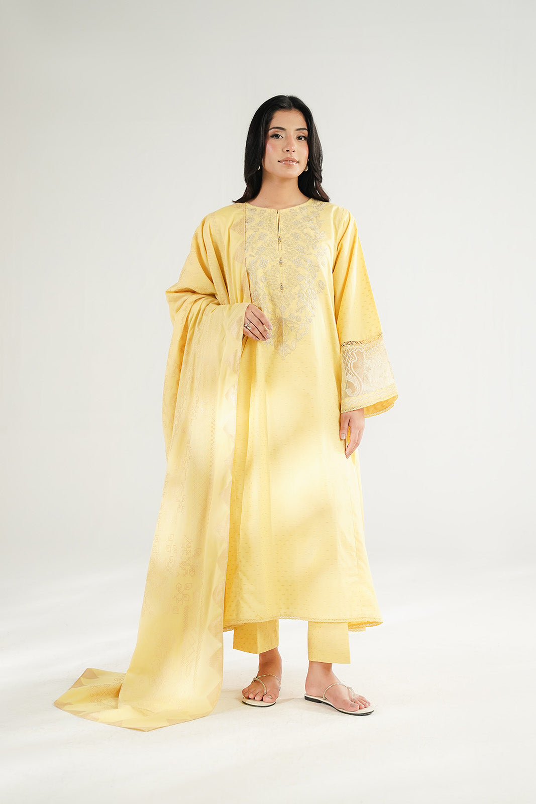 3 Piece Jacquard Embroidered Suit (CS0671)
