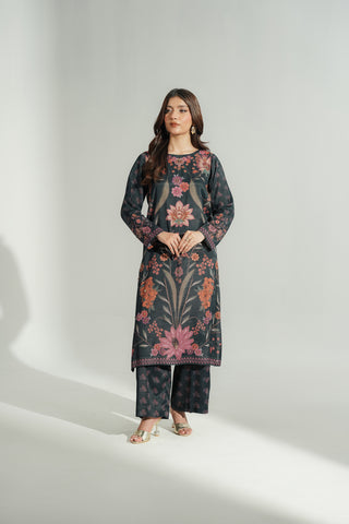 2 Piece Printed Raw Silk Printed Suit (FS0183)