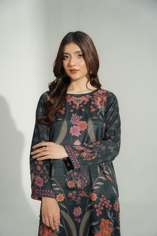 2 Piece Printed Raw Silk Printed Suit (FS0183)