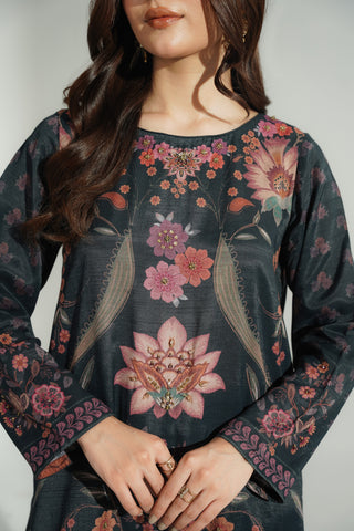 2 Piece Printed Raw Silk Printed Suit (FS0183)