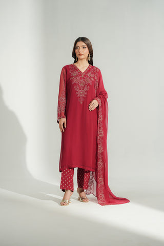 3 Piece Chiffon Embroidered Suit (FL0193)