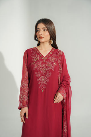 3 Piece Chiffon Embroidered Suit (FL0193)