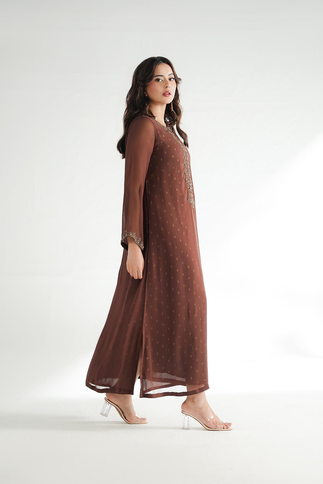 1 Piece Chiffon Embroidered Tunic (FL0219)