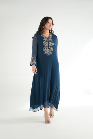 1 Piece Chiffon Embroidered Maxi (FL0211)