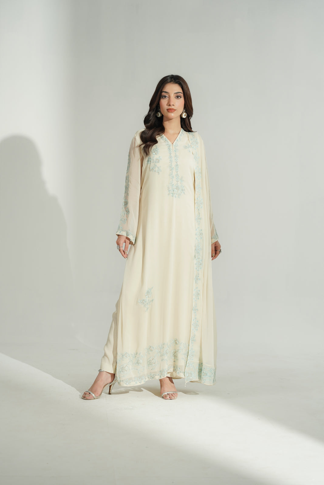 3 Piece Chiffon Embroidered Suit (FL0195)