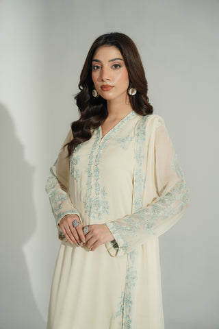 3 Piece Chiffon Embroidered Suit (FL0195)