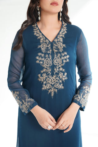 1 Piece Chiffon Embroidered Maxi (FL0211)