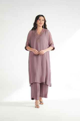 2 Piece Chiffon Embroidered Suit (FL0228)