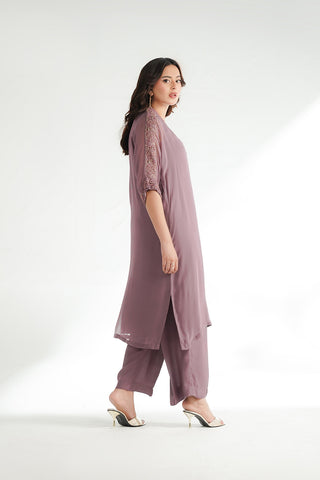 2 Piece Chiffon Embroidered Suit (FL0228)