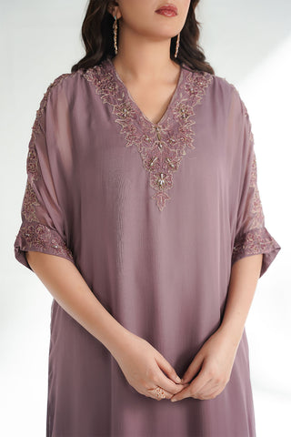 2 Piece Chiffon Embroidered Suit (FL0228)